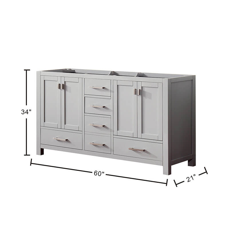 Avanity Modero 60 inch Double Vanity Chilled Gray Cabinet Only Corner View