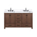 Avanity Modero 60 inch Double Vanity Mocha Oak in Cala White Engineered Stone Front View