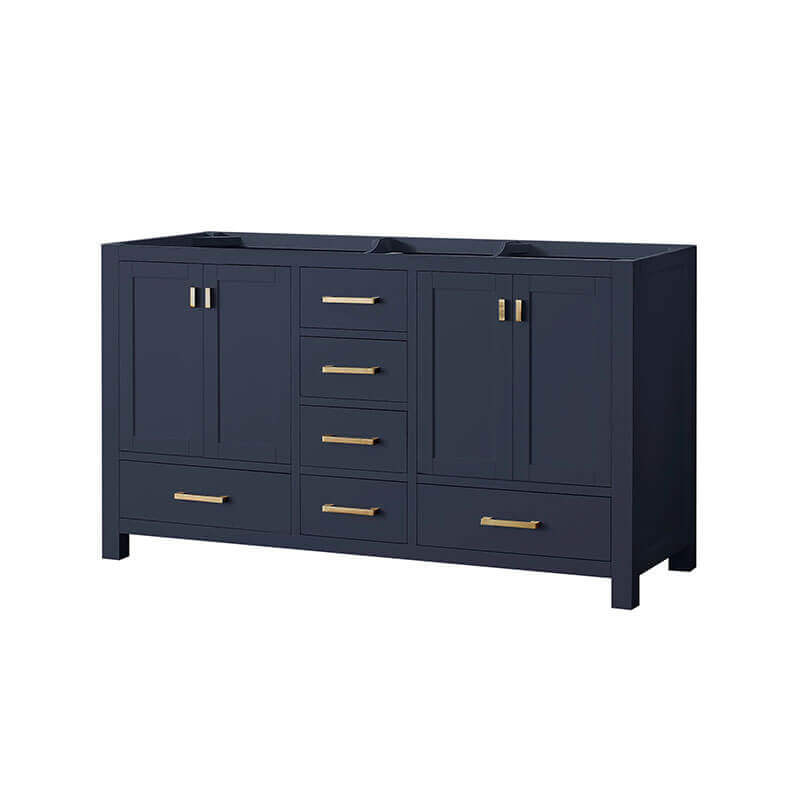 Avanity Modero 60 inch Double Vanity Navy Blue Cabinet only Corner View