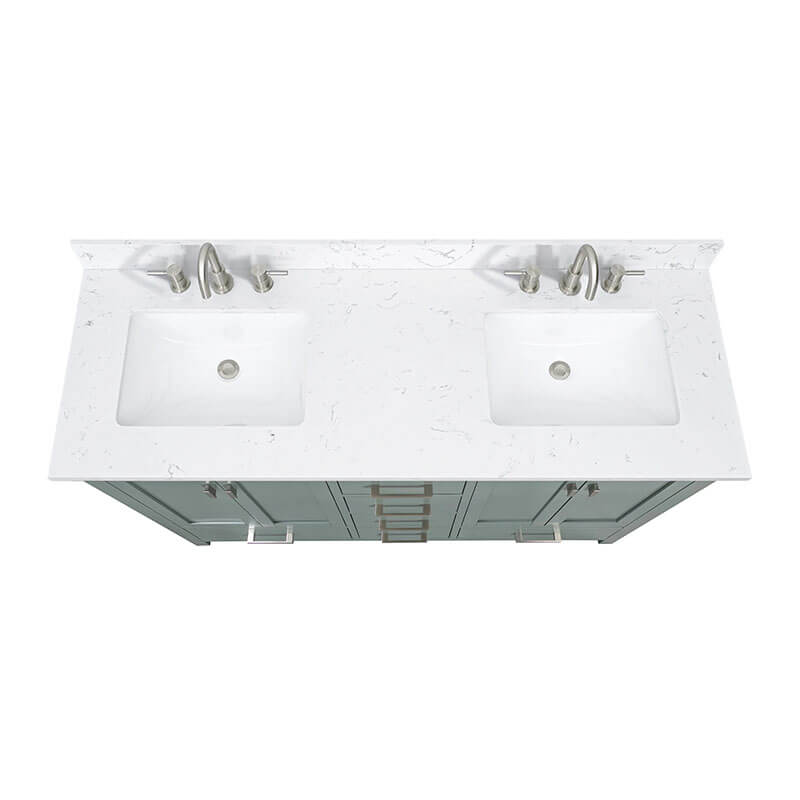 Avanity Modero 60 inch Double Vanity Smoke Green in Cala White Engineered Stone