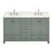 Avanity Modero 60 inch Double Vanity Smoke Green in Carrara White Marble