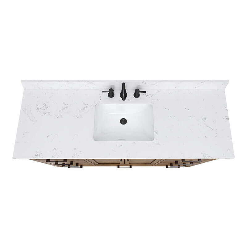 Avanity Modero 60 inch Single Vanity Brushed Oak in Cala White Engineered Stone