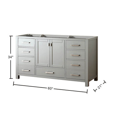 Avanity Modero 60 Inch Single Vanity Chilled Gray Cabinet Only Dimension