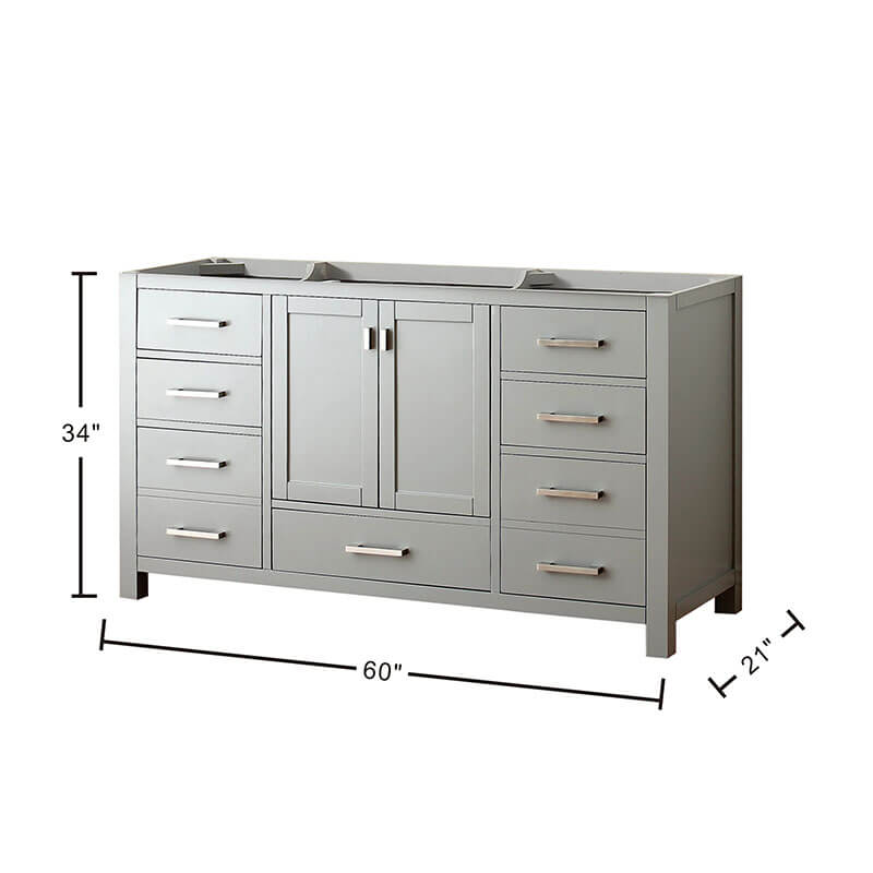 Avanity Modero 60 Inch Single Vanity Chilled Gray Cabinet Only Dimension