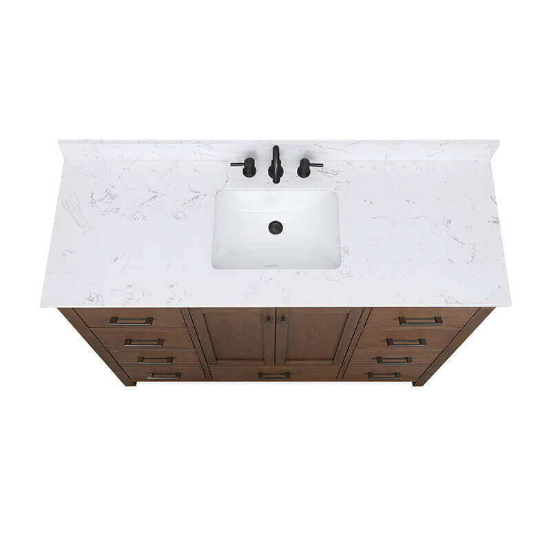 Avanity Modero 60 inch Single Vanity Mocha Oak in Cala White Engineered Stone