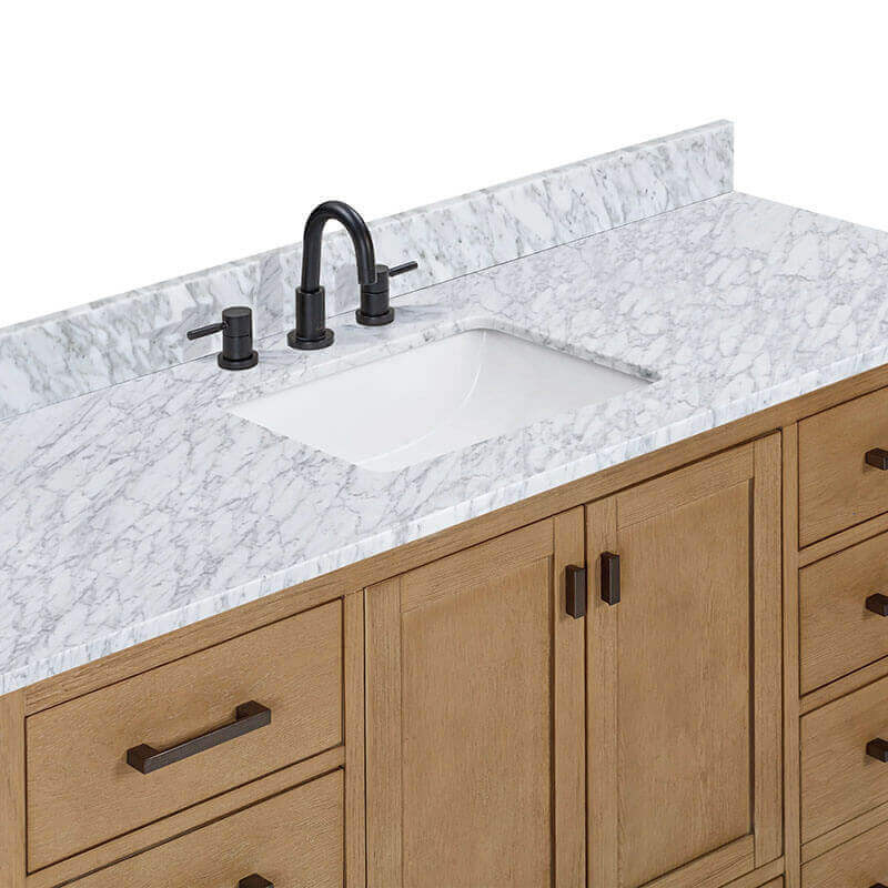 Avanity Modero 60 Single Vanity Brushed Oak in Carrara White Marble