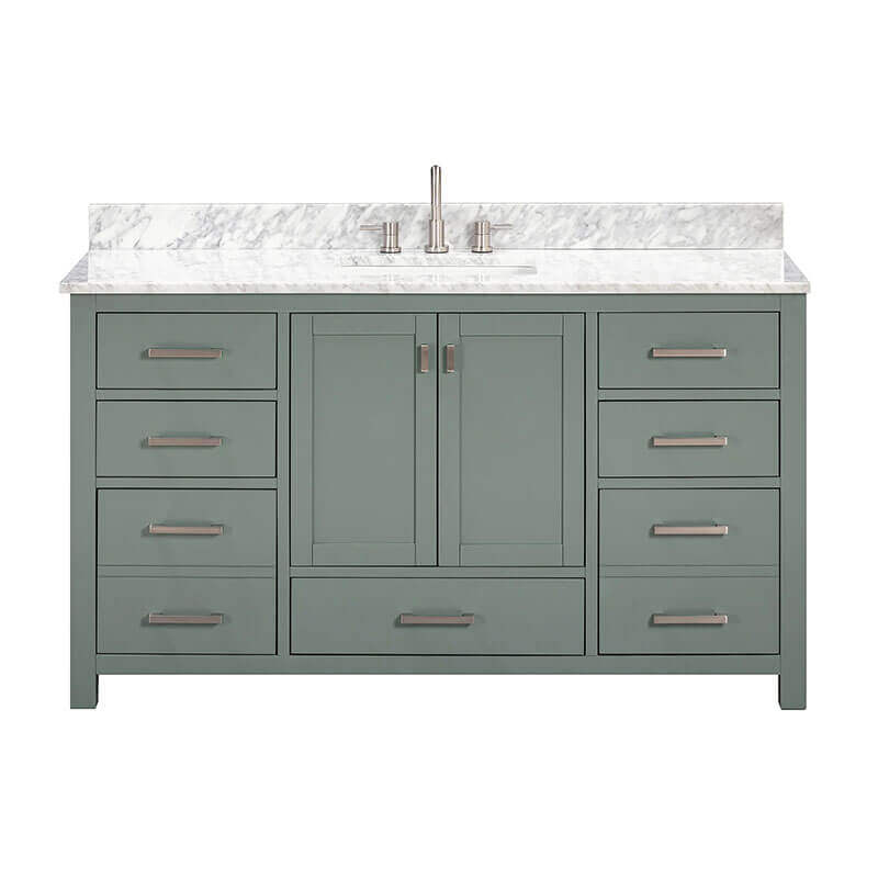 Avanity Modero 60 Single Vanity Smoke Green in Carrara White Marble