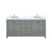 Avanity Modero 72 Double Vanity Smoke Green in Cala White Engineered Stone Front View