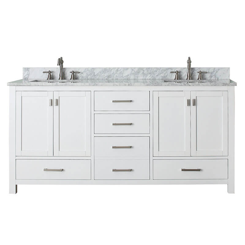 Avanity Modero 72 Double Vanity White in Carrara White Marble