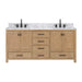 Avanity Modero 72 inch Double Vanity Brushed Oak in Carrara White Marble Front View