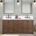 Avanity Modero 72 inch Double Vanity Mocha Oak in Cala White Engineered Stone Front View