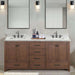 Avanity Modero 72 inch Double Vanity Mocha Oak in Carrara White Marble Front View