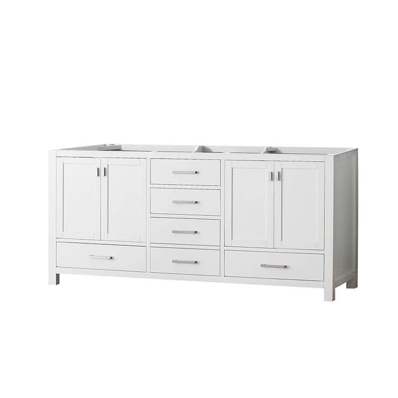 Avanity Modero 72 inch Double Vanity White Cabinet Only Corner View