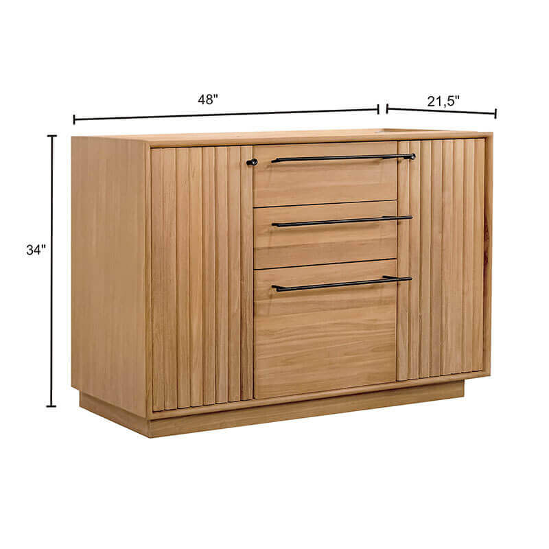 Avanity Parker 48 inch Single Sink Teak Bathroom Vanity Natural Teak Cabinet Only Dimension