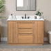 Avanity Parker 48 inch Single Sink Teak Bathroom Vanity Natural Teak in White Engineered Stone Front View