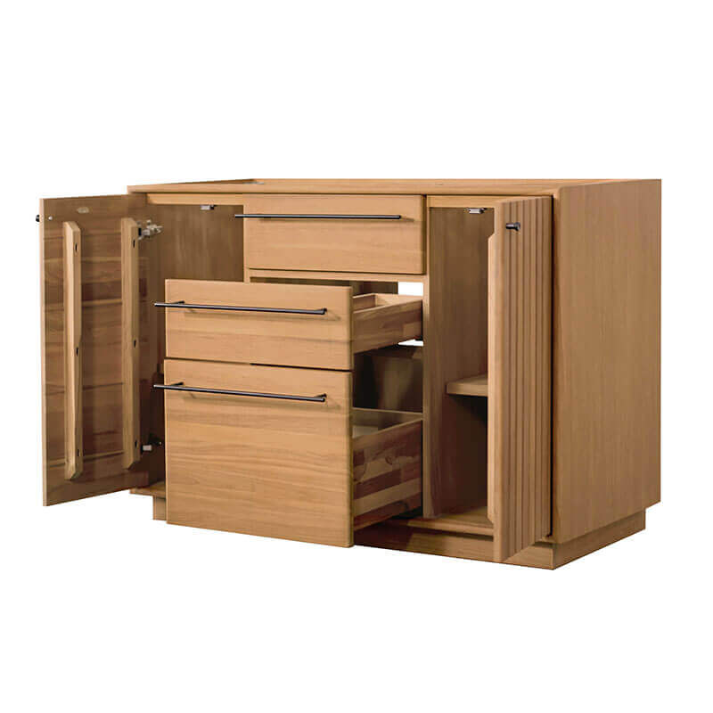 Avanity Parker 48 Single Sink Teak Bathroom Vanity Natural Teak Cabinet Only Open Drawer