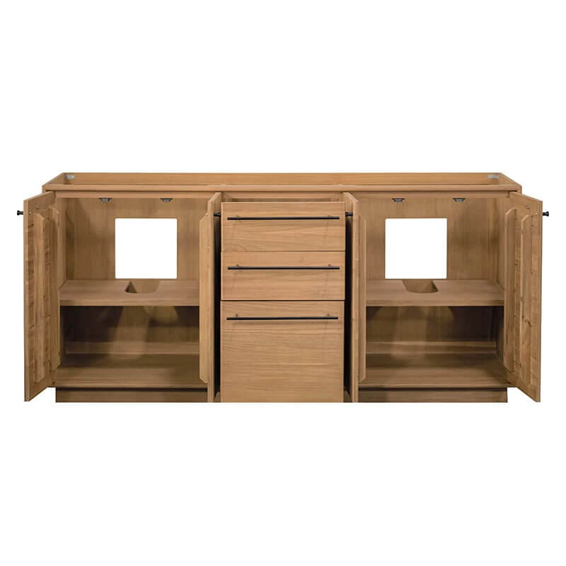 Avanity Parker 72 Double Sink Teak Bathroom Vanity Natural Teak Cabinet Only Front View