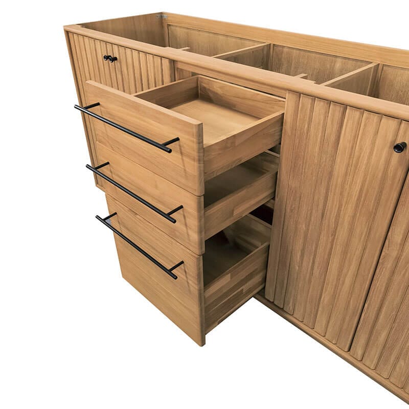 Avanity Parker 72 Double Sink Teak Bathroom Vanity Natural Teak Cabinet Only Open Drawer