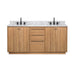 Avanity Parker 72 Double Sink Teak Bathroom Vanity Natural Teak in Carrara White Marble Front View