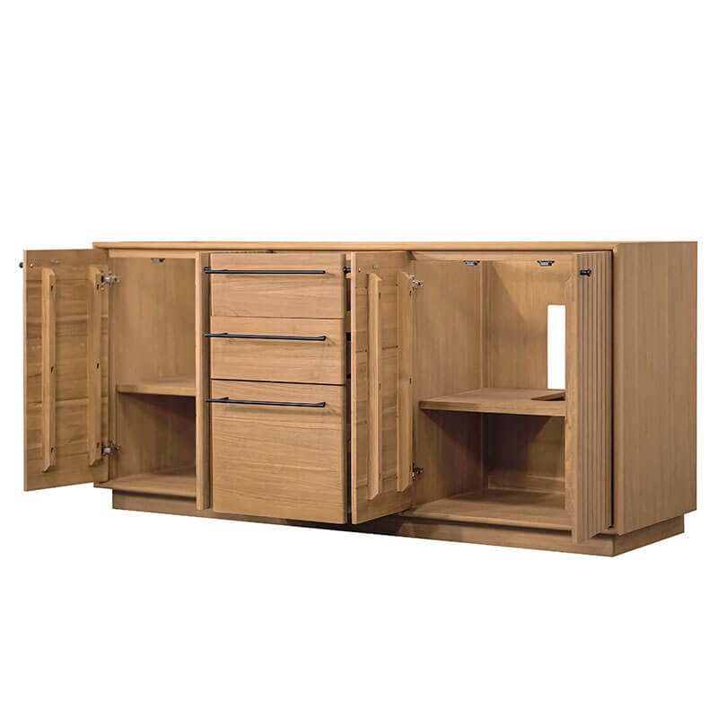 Avanity Parker 72 inch Double Sink Teak Bathroom Vanity Natural Teak Cabinet Only Corner View