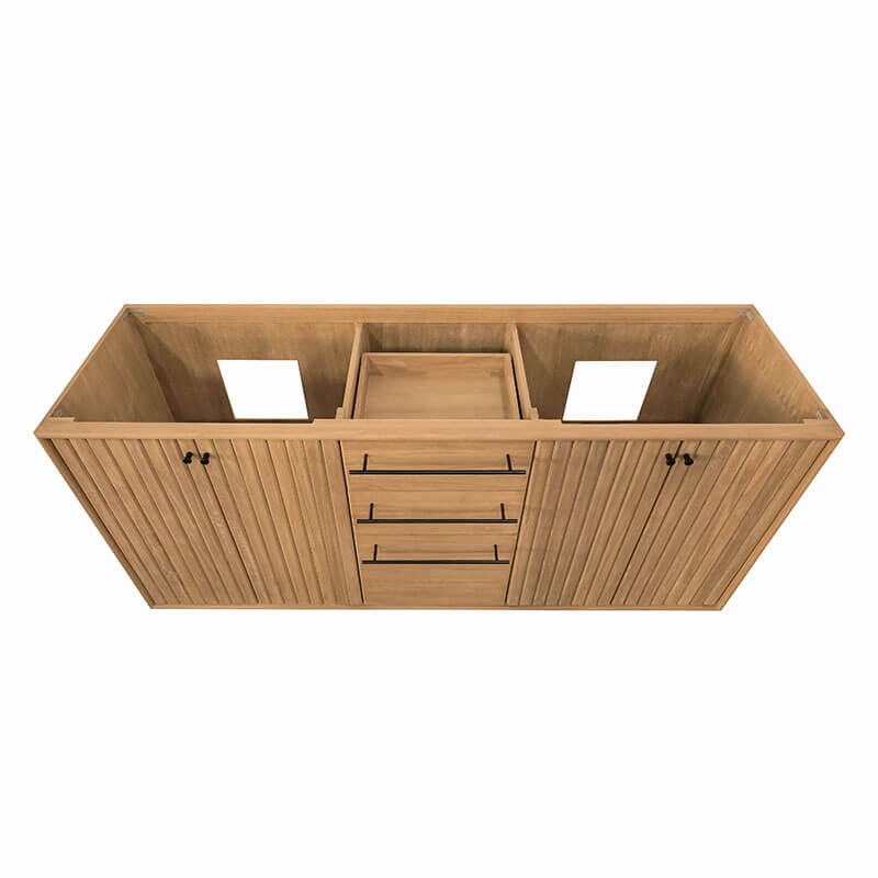 Avanity Parker 72 inch Double Sink Teak Bathroom Vanity Natural Teak Cabinet Only  Top View