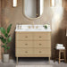 Avanity Serena 36 Inch Single Vanity Freestanding White Oak in Calacatta Quartz Front View