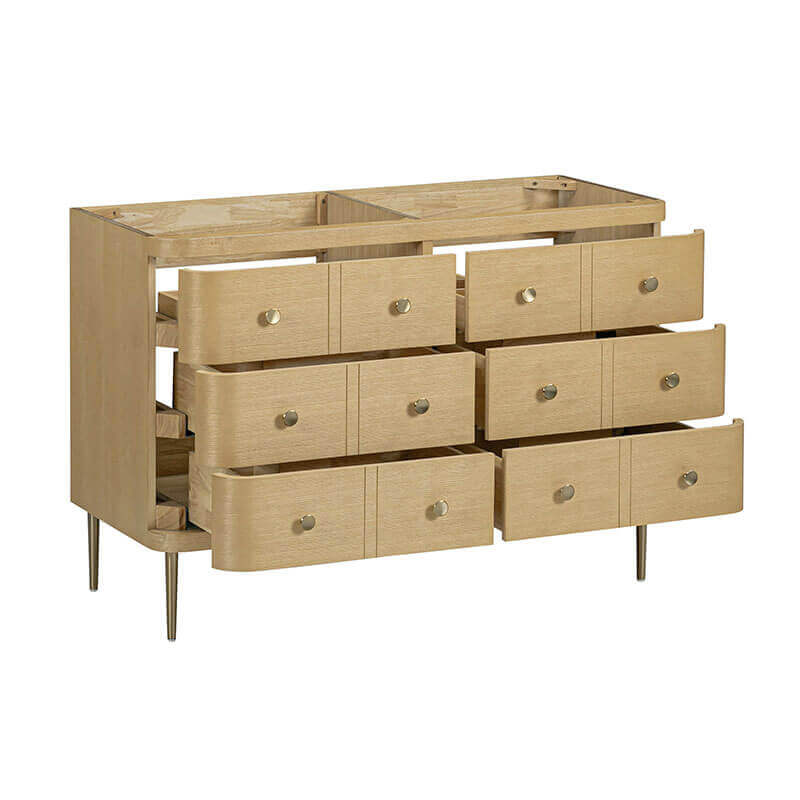 Avanity Serena 48 Inch Single Vanity White Oak Freestanding Cabinet Only Corner View