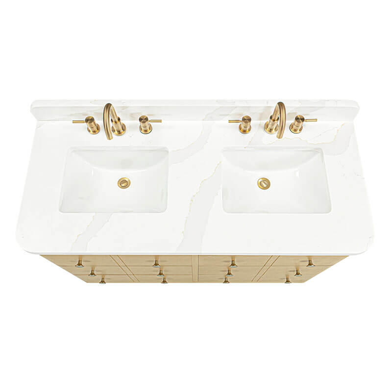 Avanity Serena 48 Inch Single Vanity White Oak Freestanding in Calacatta Quartz