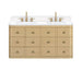 Avanity Serena 48 Single Vanity White Oak Wall-mounted in Cala White Engineered Stone Front View