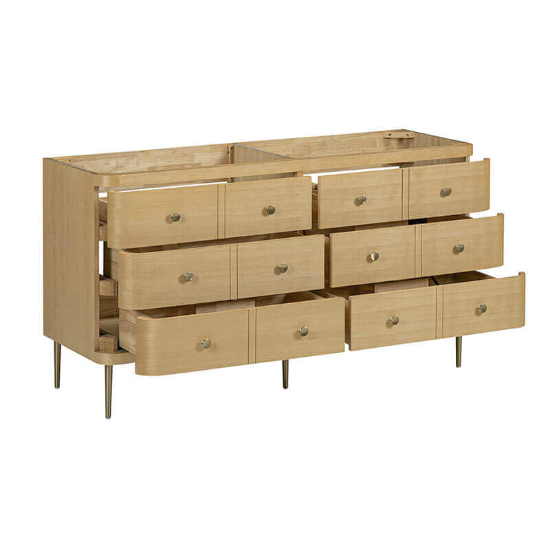 Avanity Serena 60 Double Vanity Freestanding White Oak Cabinet Only Corner View