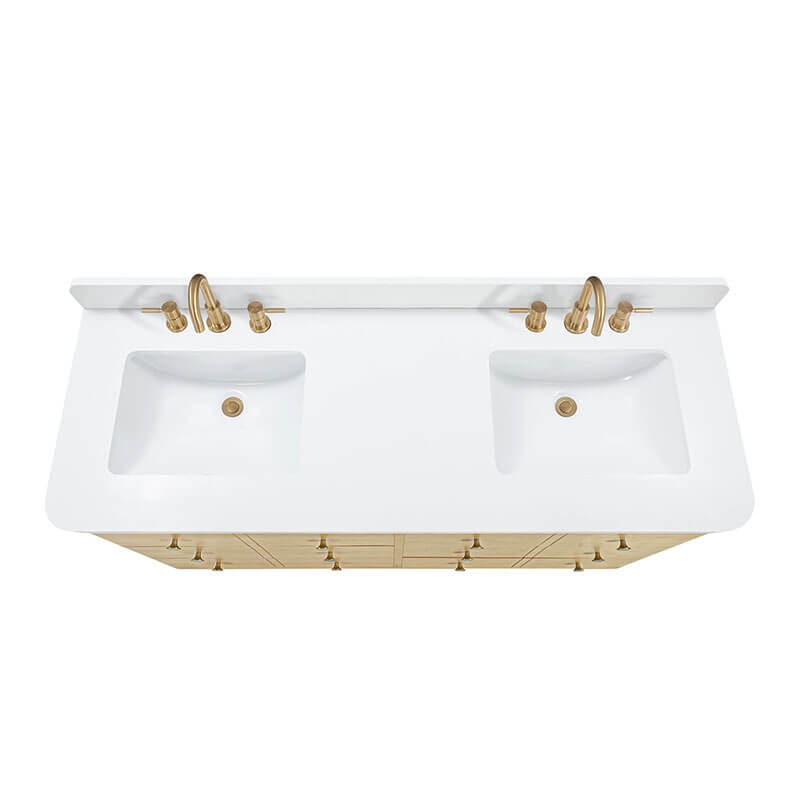 Avanity Serena 60 Inch Double Vanity Freestanding White Oak in Cala White Engineered Stone