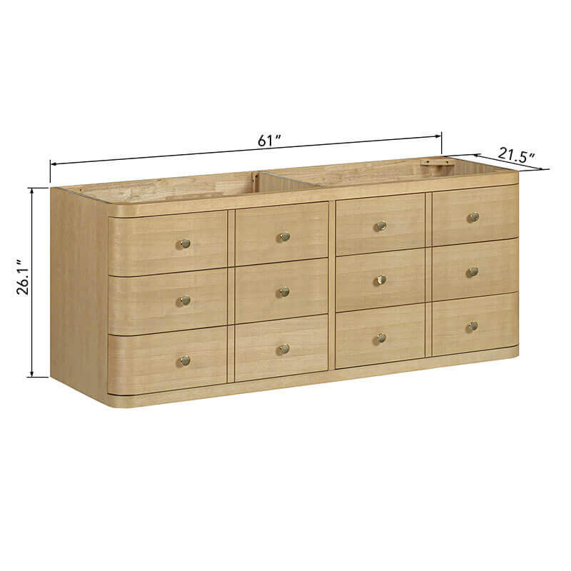 Avanity Serena 60 Inch Double Vanity Wall-mounted White Oak Cabinet Only Dimension