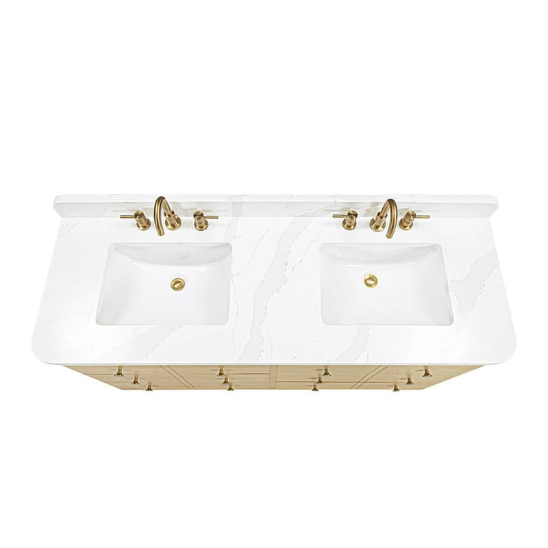 Avanity Serena 60 Inch Double Vanity Wall-mounted White Oak in Calacatta Quartz