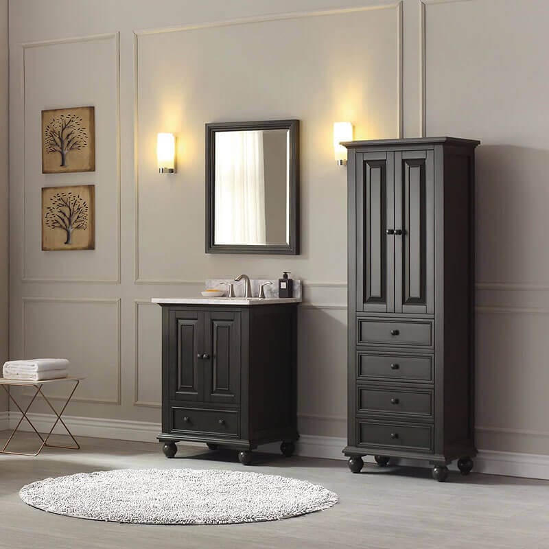 Avanity Thompson 24 Single Vanity Charcoal Glaze Cabinet Only Corner View