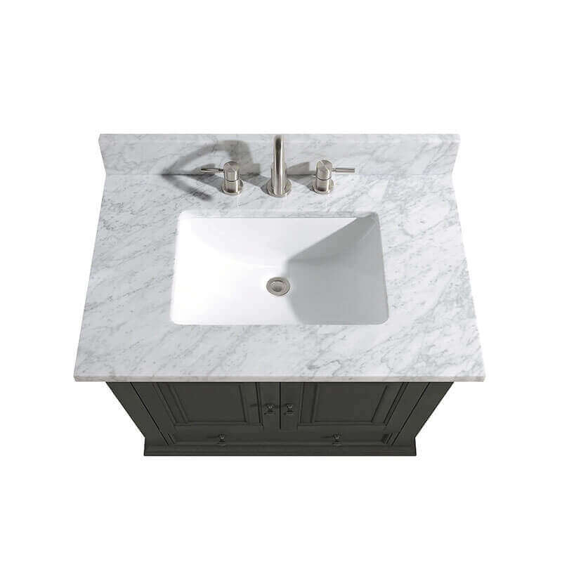 Avanity Thompson 30 Single Vanity Charcoal Glaze in Carrara White Marble