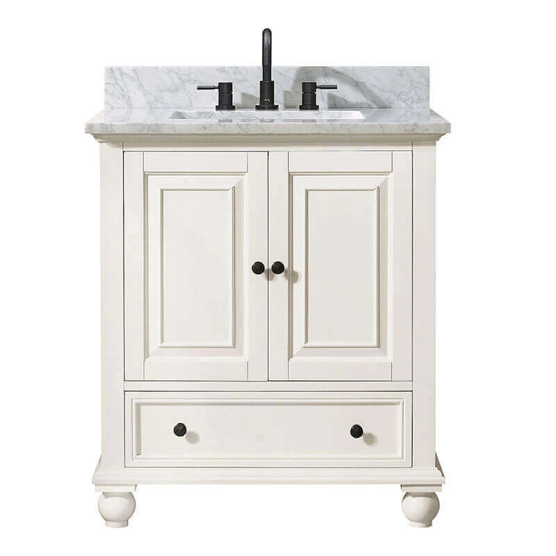 Avanity Thompson 30 Single Vanity French White inCarrara White Marble