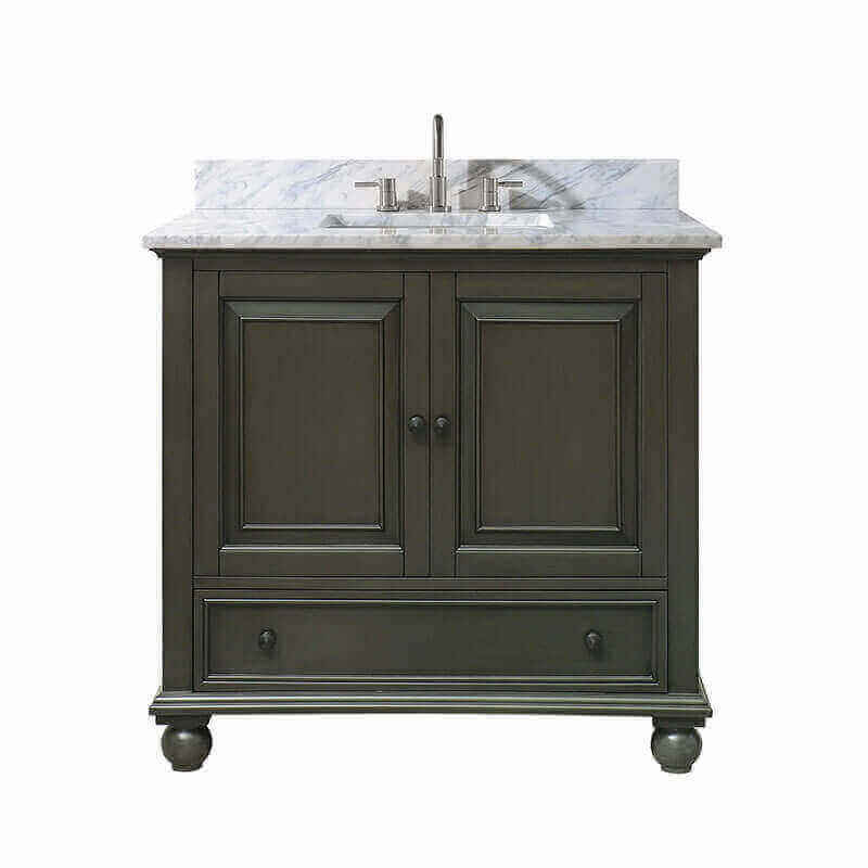 Avanity Thompson 36  Inch Single Vanity Charcoal Glaze in Carrara White Marble