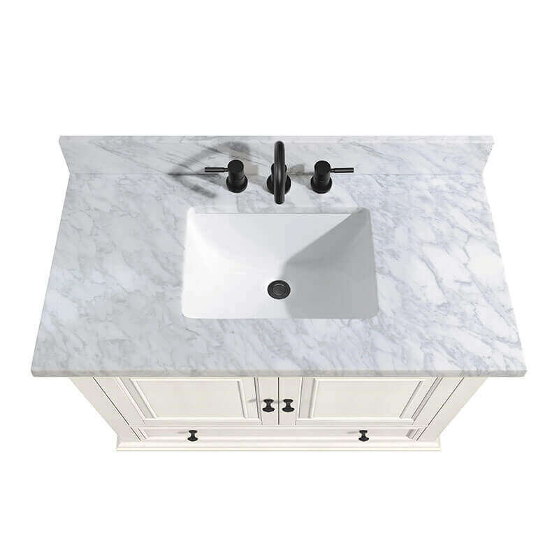 Avanity Thompson 36  Inch Single Vanity French White in Carrara White Marble