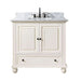 Avanity Thompson 36  Single Vanity French White in Carrara White Marble Front View
