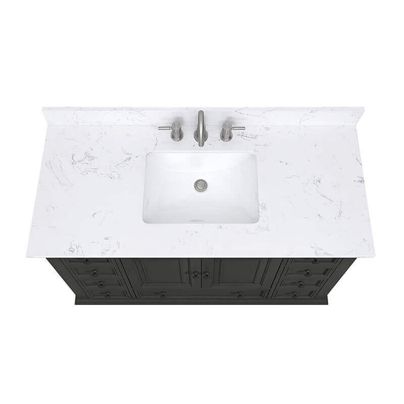 Avanity Thompson 48 Inch Single Vanity Charcoal Glaze in Cala White Engineered Stone