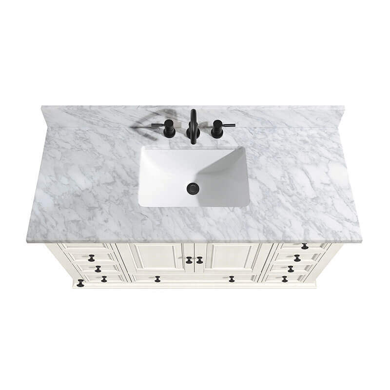 Avanity Thompson 48 Inch Single Vanity French White in Carrara White Marble