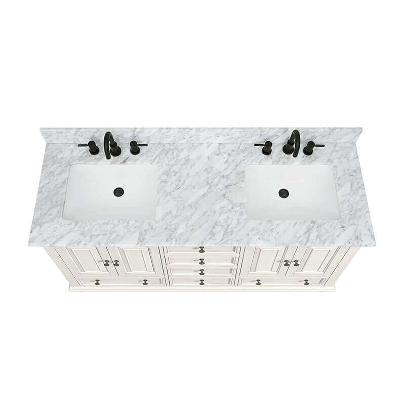 Avanity Thompson 60 Double Vanity French White in Carrara White Marble
