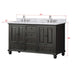 Avanity Thompson 60 Inch Double Vanity Charcoal Glaze in Carrara White Marble Dimension