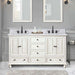Avanity Thompson 60 Inch Double Vanity French White in Carrara White Marble Front View