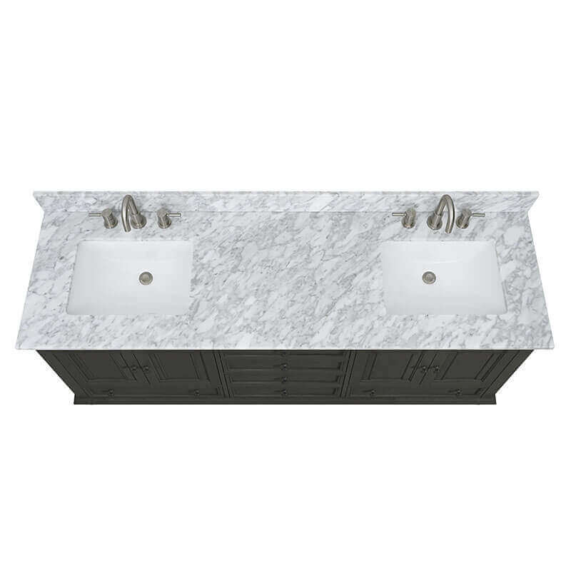 Avanity Thompson 72 Double Vanity Charcoal Glaze in Carrara White Marble