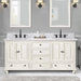 Avanity Thompson 72 Inch Double Vanity French White in Carrara White Marble Front View