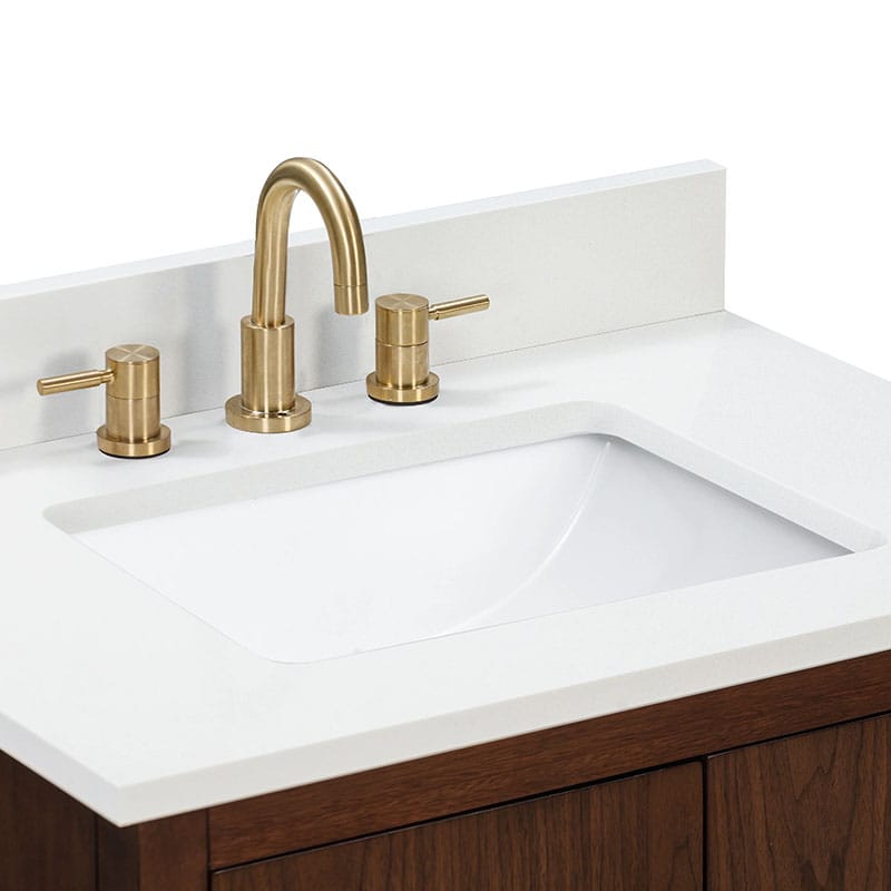 Avanity Zoe 30 inch Single Sink Bathroom Vanity Walnut in White Quartz