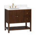 Avanity Zoe 36 Single Sink Bathroom Vanity Walnut in White Quartz Corner VIew