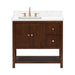 Avanity Zoe 36 Single Sink Bathroom Vanity Walnut in White Quartz Front View