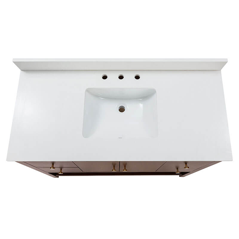 Avanity Zoe 48 inch Single Sink Bathroom Vanity Walnut in White Quartz